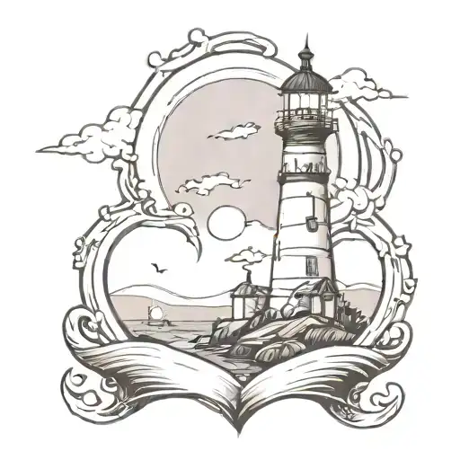 Ghostly Lighthouse Simple Heart