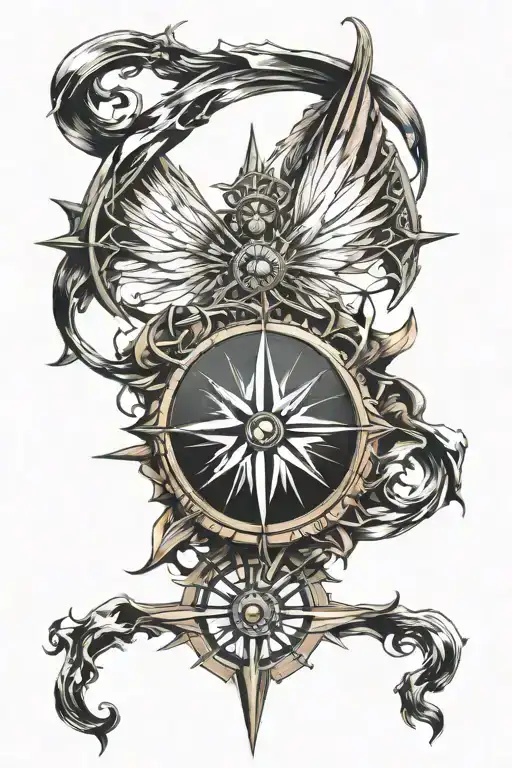 Arow With Compass Rose