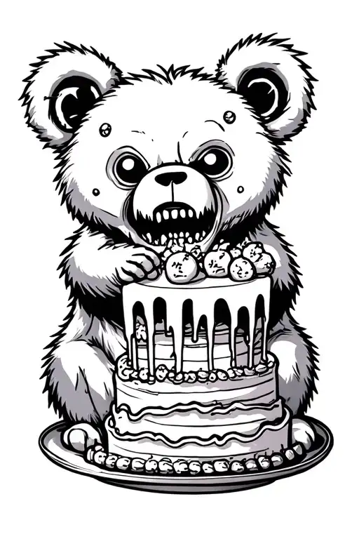 Zombie Bear Eating A Cake