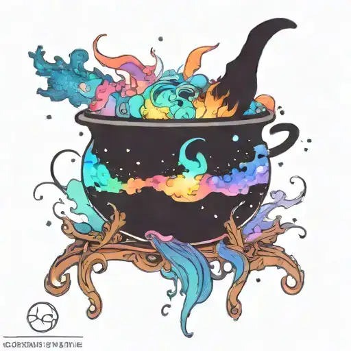 Colorfull Cosmic Space Galaxy Overflowing Witch Cauldron