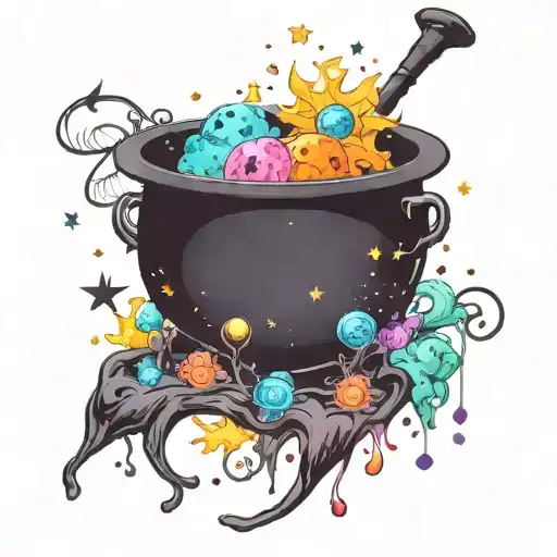 Colorful Cosmic Space Galaxy Overflowing Witch Cauldron