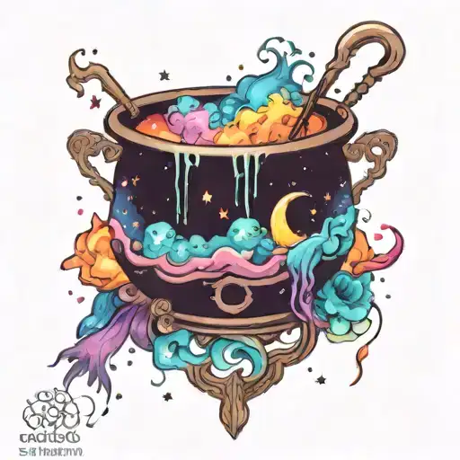 Colorfull Cosmic Space Galaxy Overflowing Witch Cauldron