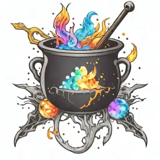 Colorful Cosmic Space Galaxy Crystals Witch Cauldron