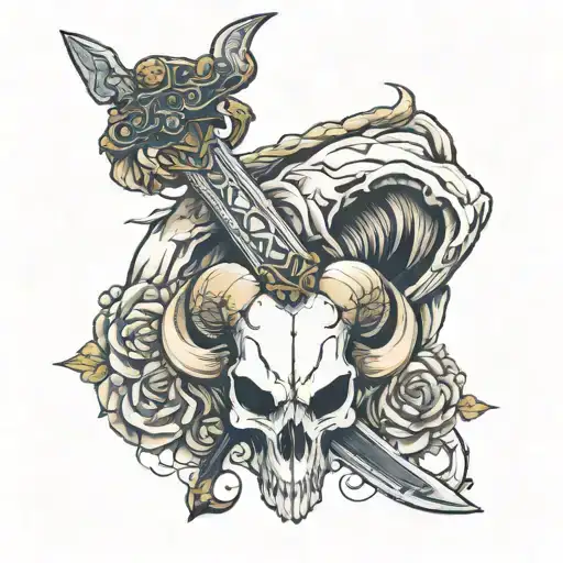 Ram Skull And Sword