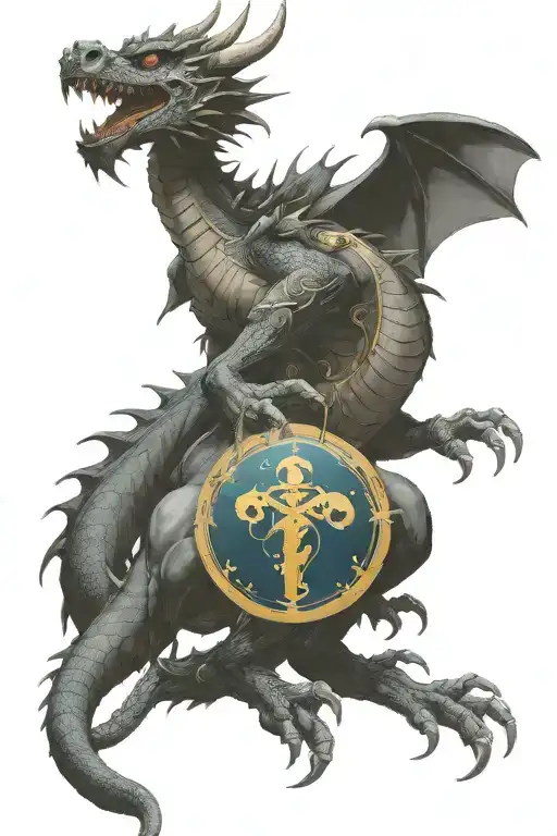 Dragon Holding Astrology Symbols In Each Hand