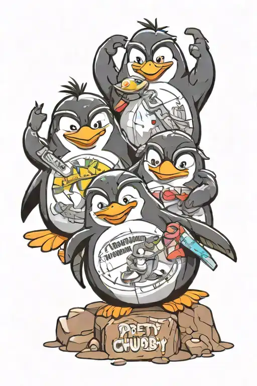 Penguins From Madagascar With The Phrase Pretty And Chubby Pretty And Chubby Boys