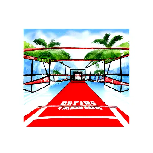 A Boxing Ring Surrounded By Tropical Scenery Of The Philippines
