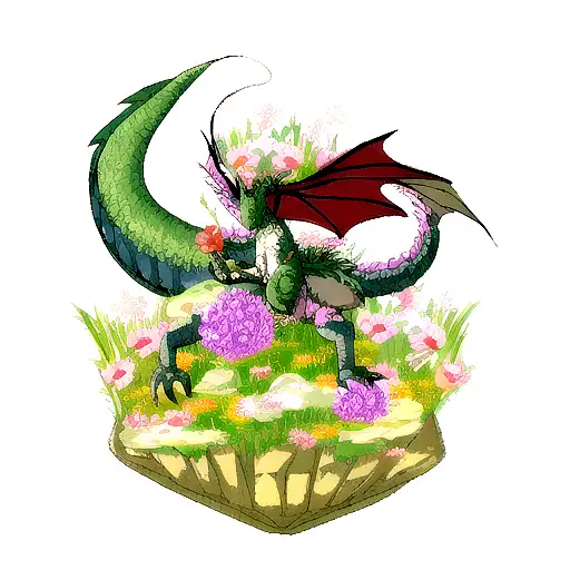 Dragon With Sacura Flowers