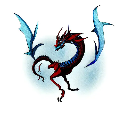 A Blue And Red Dragon