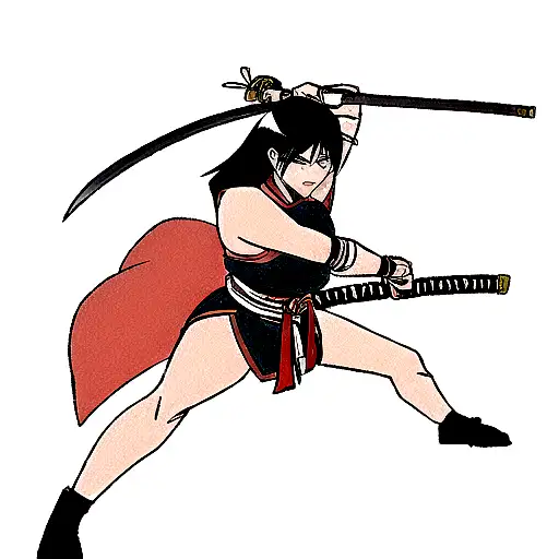 A Fierce Asian Warrior Woman Wielding A Katana