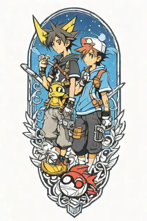 Ash Ketchum And Sora Kingdom Hearts