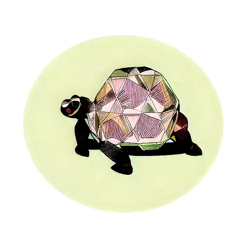 Tortoise With Geometric Background