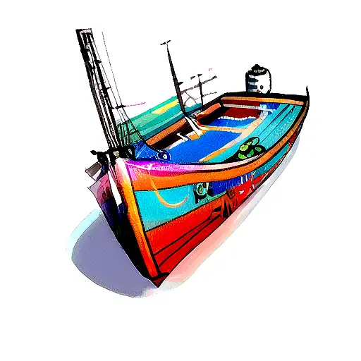 Create A Tattoo Design Inspired By A Video Game Character Spray Painting Graffiti On A Fishing Boat