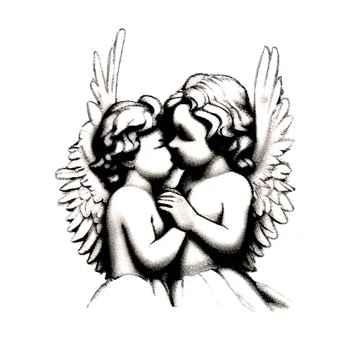 Angel Cherubs Kissing