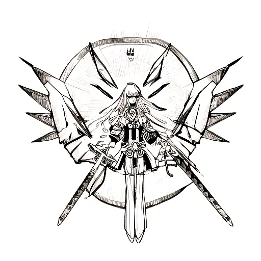 Connecting Two Hands Withun The Sword And One Side Of Sword In Brain And On Anouther Side Is Heart