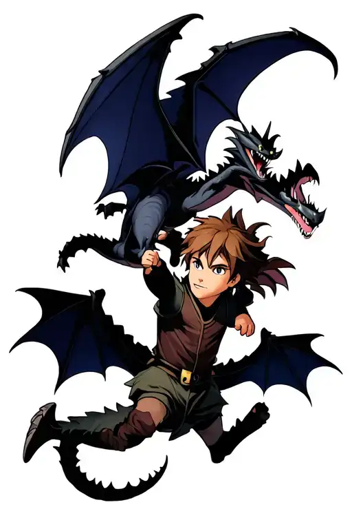 Hiccup And Toothless Dragon Flying With Hiccup Falling