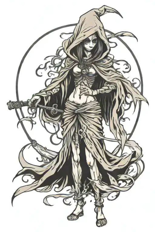 Hooded Grim Reaper Girl