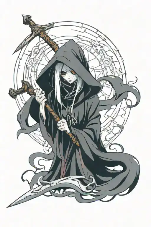 Hooded Grim Reaper Girl