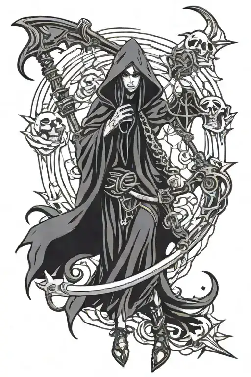 Hooded Grim Reaper Girl