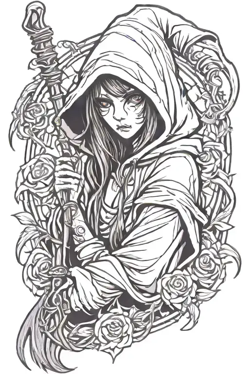 Hooded Grim Reaper Girl