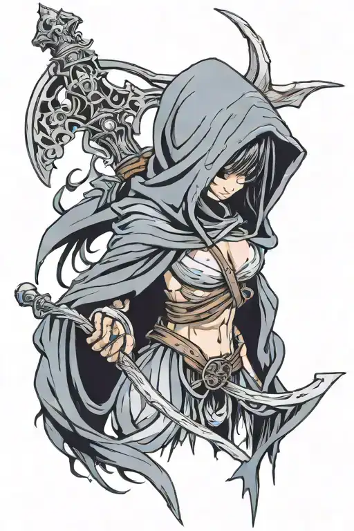 Hooded Grim Reaper Girl