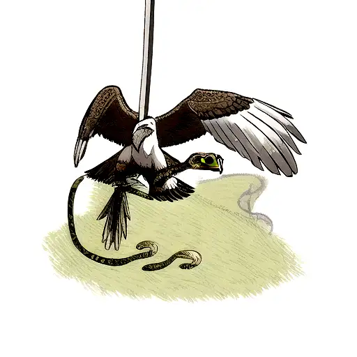 Eagle Hunting Snake Where Snake Comes From Human Skull And Sword