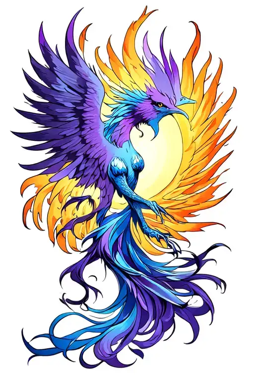 Feminine Blue And Purple Phoenix Rising