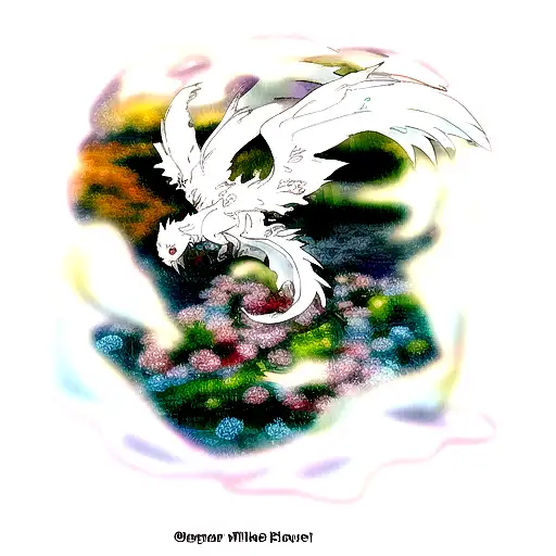White Dragon With Flowers And Howls Moving Castle