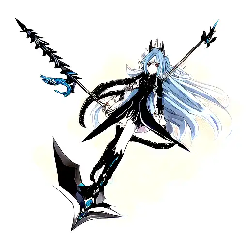 Feminine Black And Blue Nordic Full Dragon With An Ax