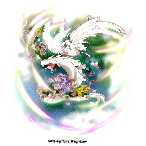 White Dragon With Flowers And Howls Moving Castle