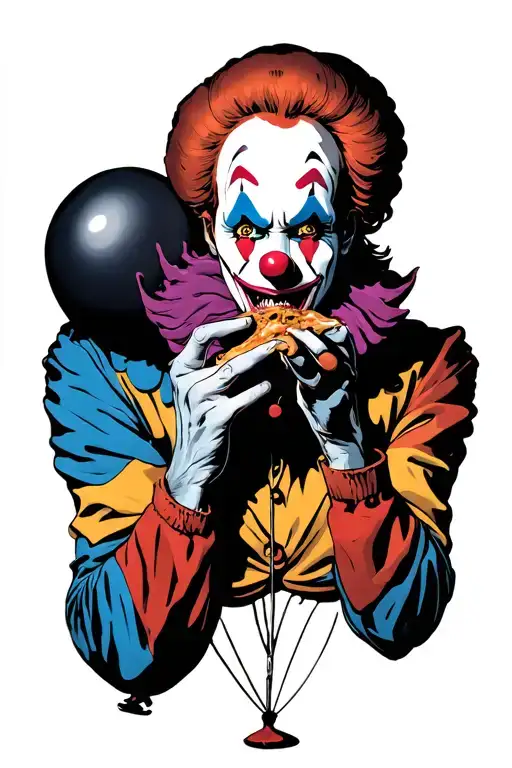 Scary Clown Eating Balloon