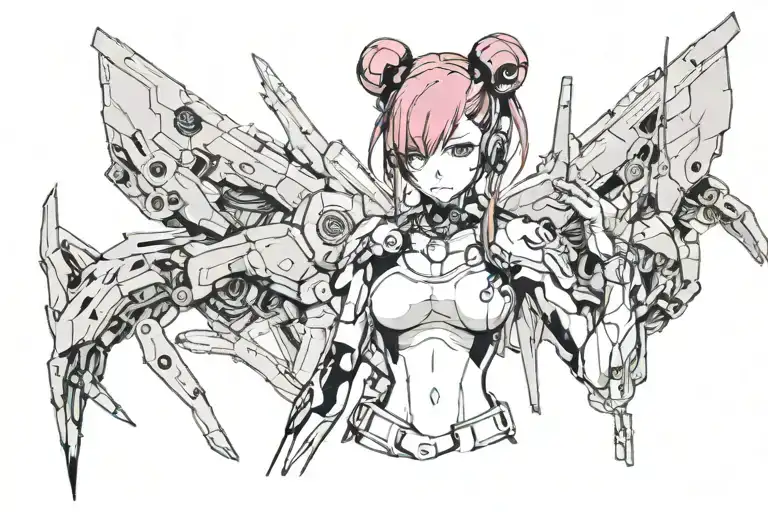 Cyberpunk Anime Girl Front View