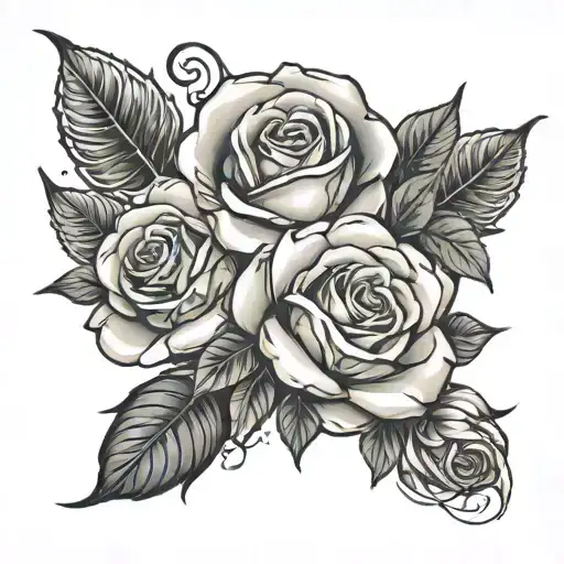 Roses Tattoo Between Breast