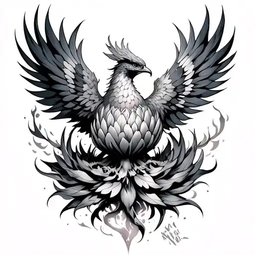 Protea And Phoenix Rising From The Ashes