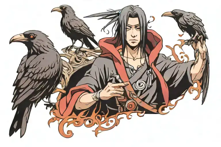 Itachi Holding A Crow