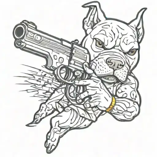 Pitbull Holding A Gun Shoots Daffy