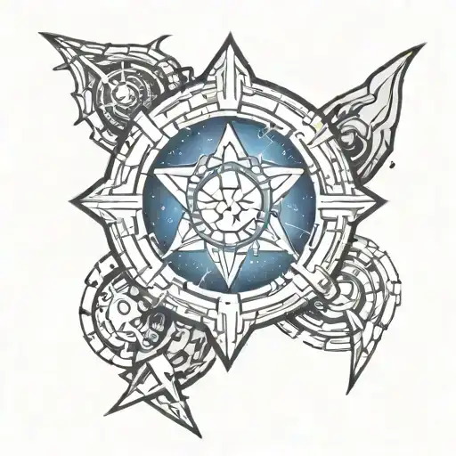 Create A Tattoo Design Of The Forerunner Symbol The Eld And Halo Scenes Depicted In The Spaces