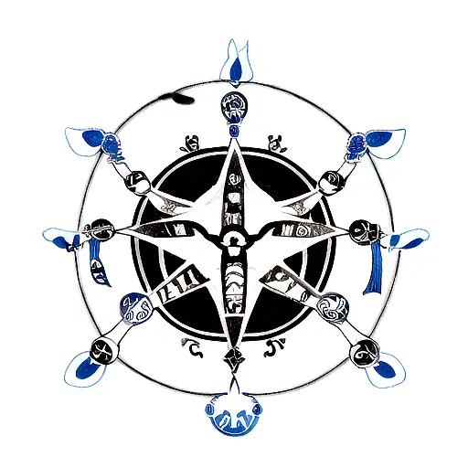 A Realistic Tattoo Of A Veterinarian Symbol Intertwined With Symbols Of Umbanda