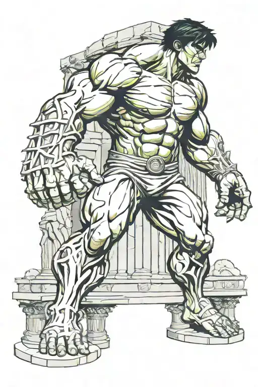 Incredible Hulk Standing Between Two Roman Columns Forming The Roman Numeral 2