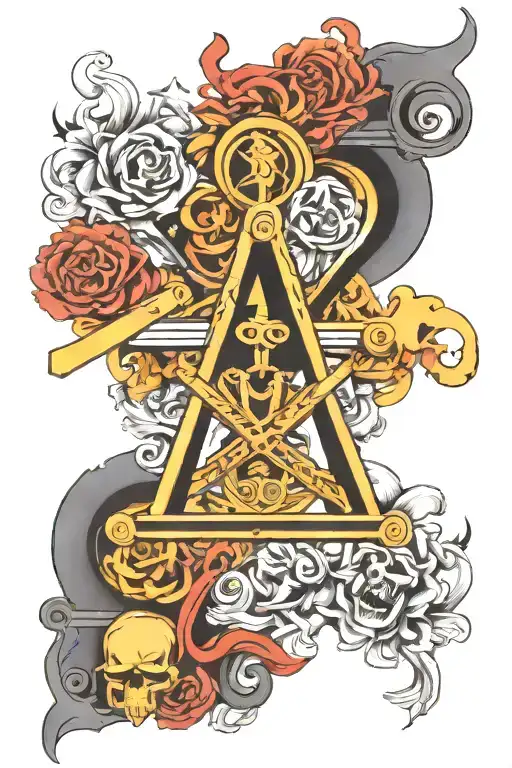 Masonic Square & Caduceus Symbol Combined