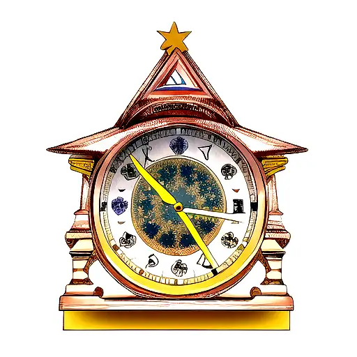 Clock With Triangle And Stars