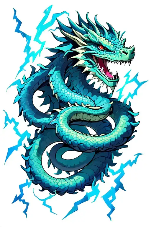 Dragon Intertwined With Snakes And Lightning