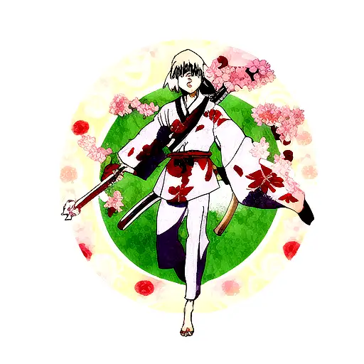 Mononoke's Sword With Japan Flowers