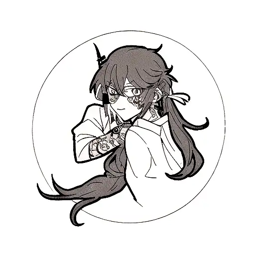 Create A Unique Tattoo That Includes A Crescent Moon In The Background Kokushibo From Demon Slayer