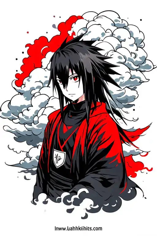 Itachi Uchiha With Akatsuki Cloud Colors Black And Red