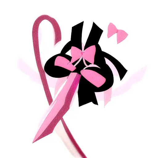 Pink Ribbon Bow With Black Spade