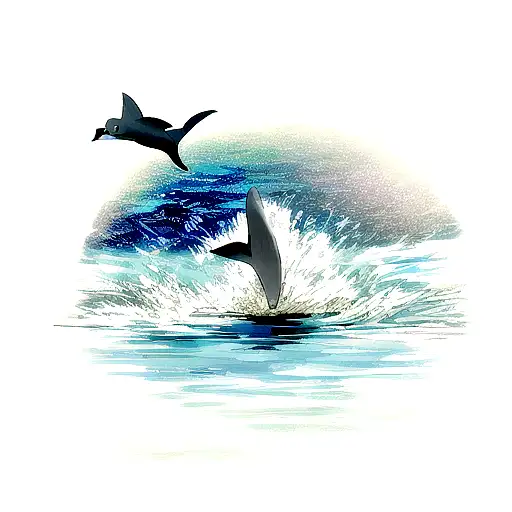 Dolphin With 2 Roses And Water