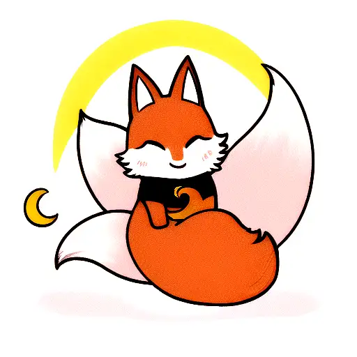 Fox Sitting On A Crescent Moon