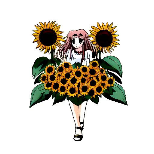 Sunflower And Roses With 3 Butterflys