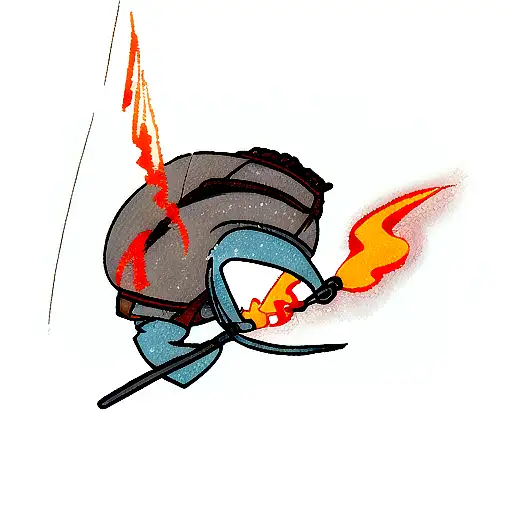 Fishing Hook Connected To Burning Rope